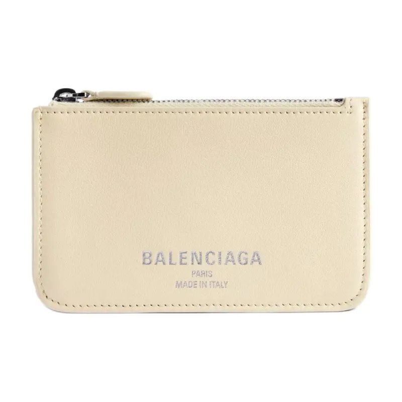 Balenciaga Cash Calfskin Card Holder Women's Beige-0