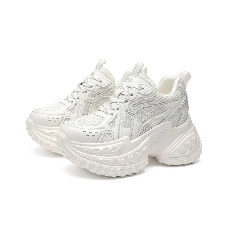 ZHR Baby's Breath Cushioning Abrasion Resistant Coverage Height Increasing Low Top Chunky Sneakers Women's-1