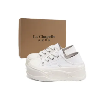 La Chapelle Abrasion Resistant Height Increasing Low Top Skateboard Shoes Women's White