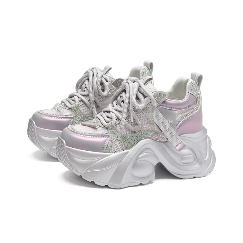 ZHR Baby's Breath Abrasion Resistant Coverage Height Increase Low Top Chunky Sneakers Women's-6
