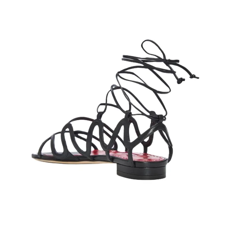 MANOLO BLAHNIK Fawdaflat One Strap Sandals Women's Black-2