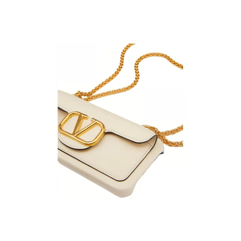 Valentino Calfskin One Shoulder Crossbody Cell Phone Pouch Women's White-2