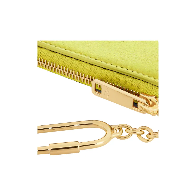 CELINE Triomphe Arc De Triomphe Smooth Cow Leather Wallet Card Holder Coin Purse Women's Fluorescent Yellow-3