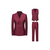 Burgundy Three-Piece Set+Brooch