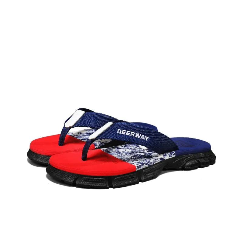 DEERWAY Slip Resistant Abrasion Resistant Odor Resistant Flip Flops Men's-0