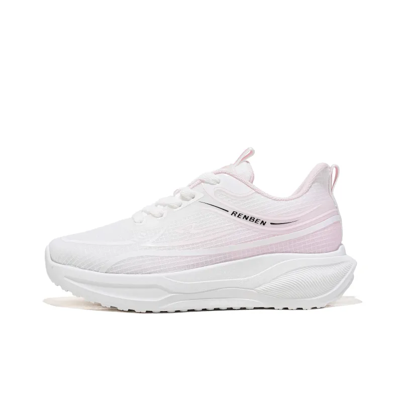 RENBEN Breathable Coverage Low Top Casual Shoes Women's White Pink-0