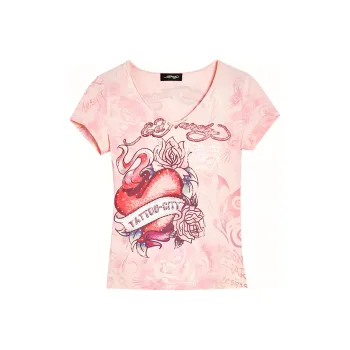Ed Hardy T Shirt Women's Cherry Blossom Pink