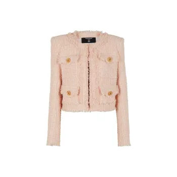BALMAIN Collarless Cropped Jacket