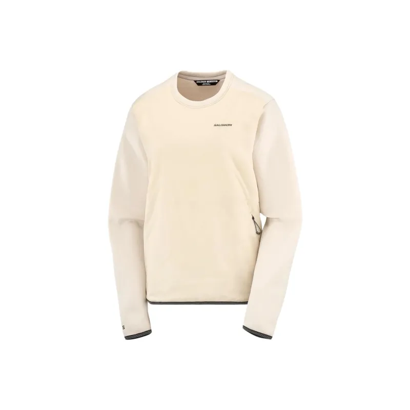 SALOMON OUTLINE HYBRID WARM Sweatshirt Women's Ecru-0