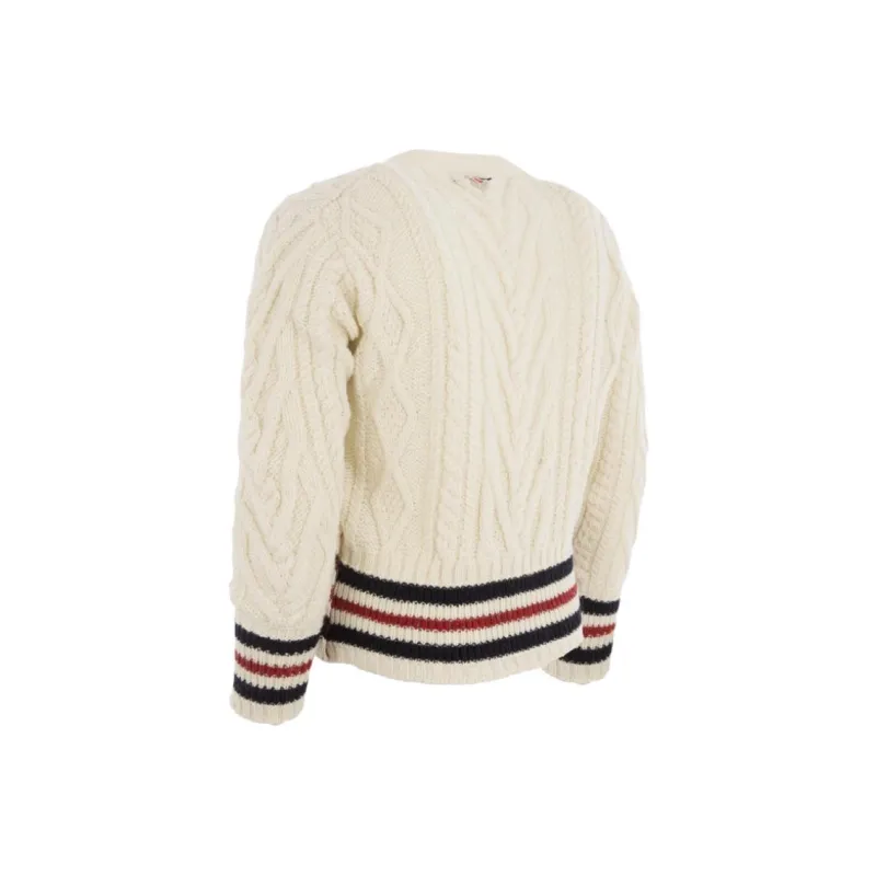THOM BROWNE RWB-Stripe Cable-knit Cardigan-4