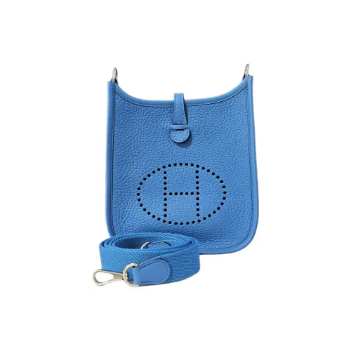 HERMES Evelyne Clemence Cow Leather Crossbody Bag, Shoulder Bag Mini Women's Blue