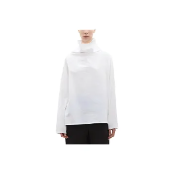 LA GARCONNE Solid Color Loose Fit Turtleneck Long-Sleeved T-Shirt Women's White
