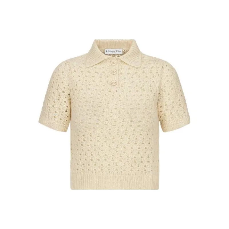 DIOR Macrocannage Polo Shirt Polo Shirt Women's Beige-0