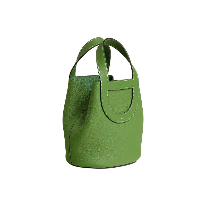 HERMES In The Loop Clemence Bullock Leather With Swift Calfskin Handbag 18 Women's Silk Green-2