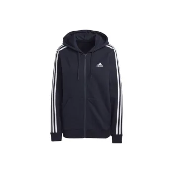 Adidas Essential Essentials 3 Stripes French Terry Regular Full Zip Hoodie Jackets Coats Women's Ink Blue