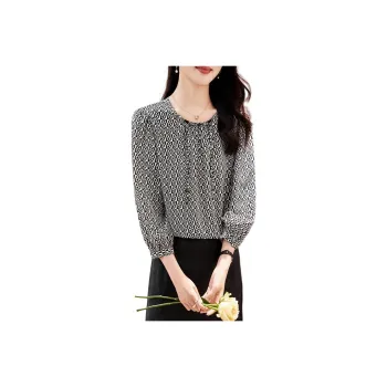 Yi Mengyuan Silk Shirt Women's Black White Heather