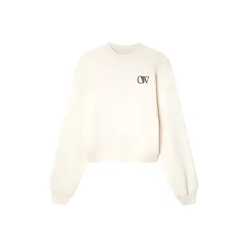 OFF WHITE OW Print Cotton Sweatshirt Cream White