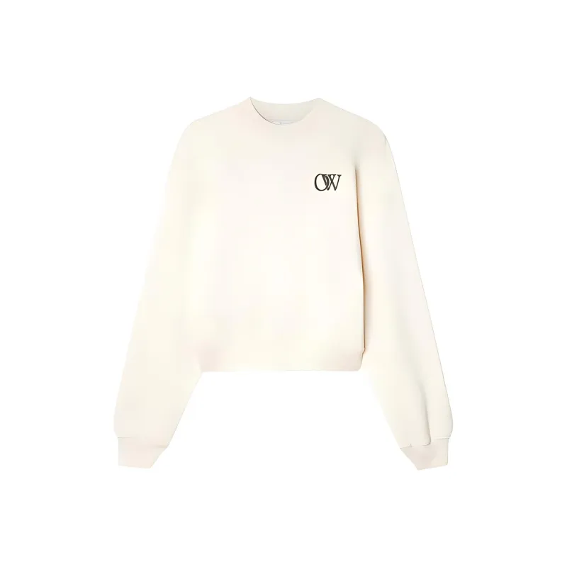 OFF WHITE OW Print Cotton Sweatshirt Cream White-0