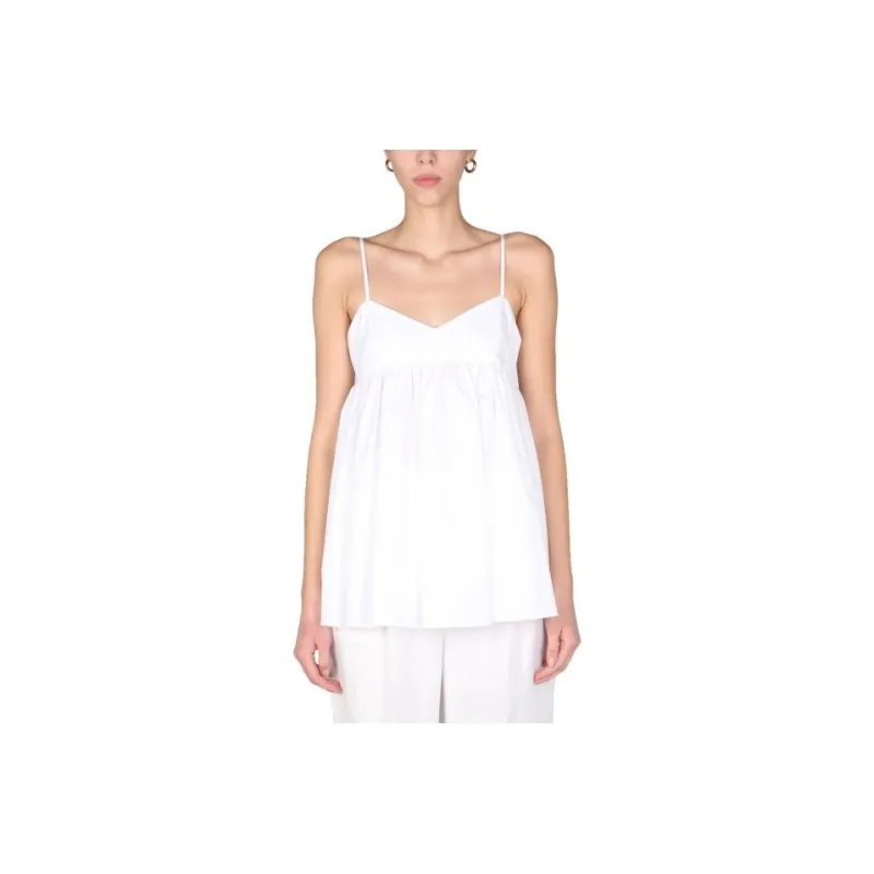 ASPESI Ruffle Detailed V Neck Top-0