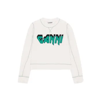 GANNI Isoli Rock Logo Embroidered Crewneck Sweatshirt