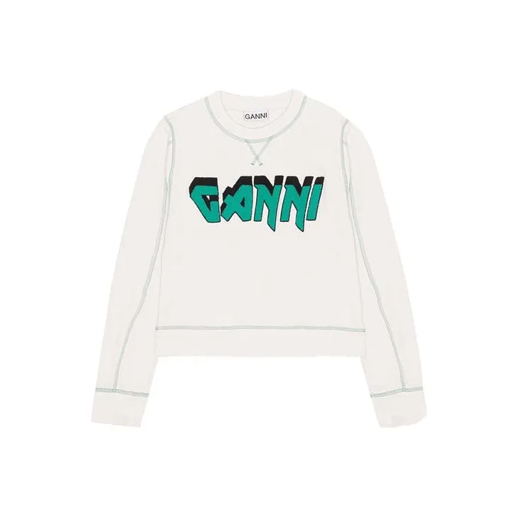 GANNI Isoli Rock Logo Embroidered Crewneck Sweatshirt-0