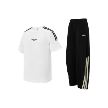 Adidas Casual Sportswear Unisex Set White Top+Black Bottom