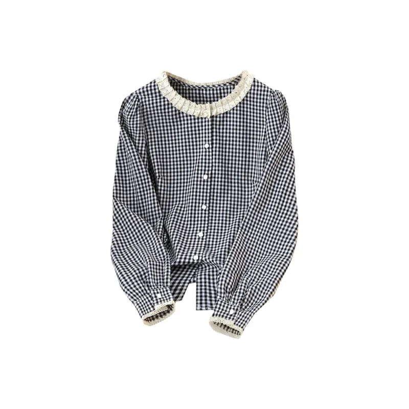 TOUCH Shirt Women's Black Beige Plaid-2