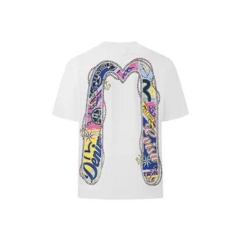 EVISU Large M And Logo Print Minimalist Style Comfortable Short Sleeved T Shirt Women's