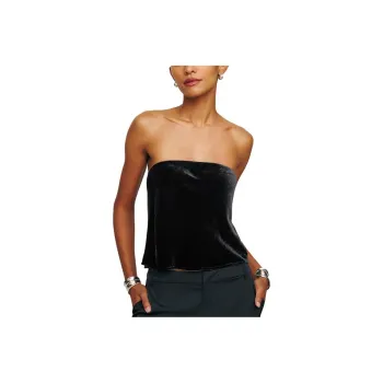 REFORMATION Spritz Velvet Top Strapless Top Women's Black