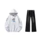 White Gray Sweatshirt+Stone-Washed Black Jeans