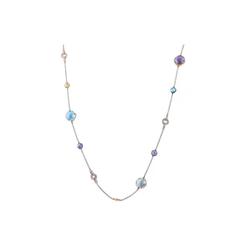 BVLGARI 18K Rose Gold Parentesi Multi stone Necklace