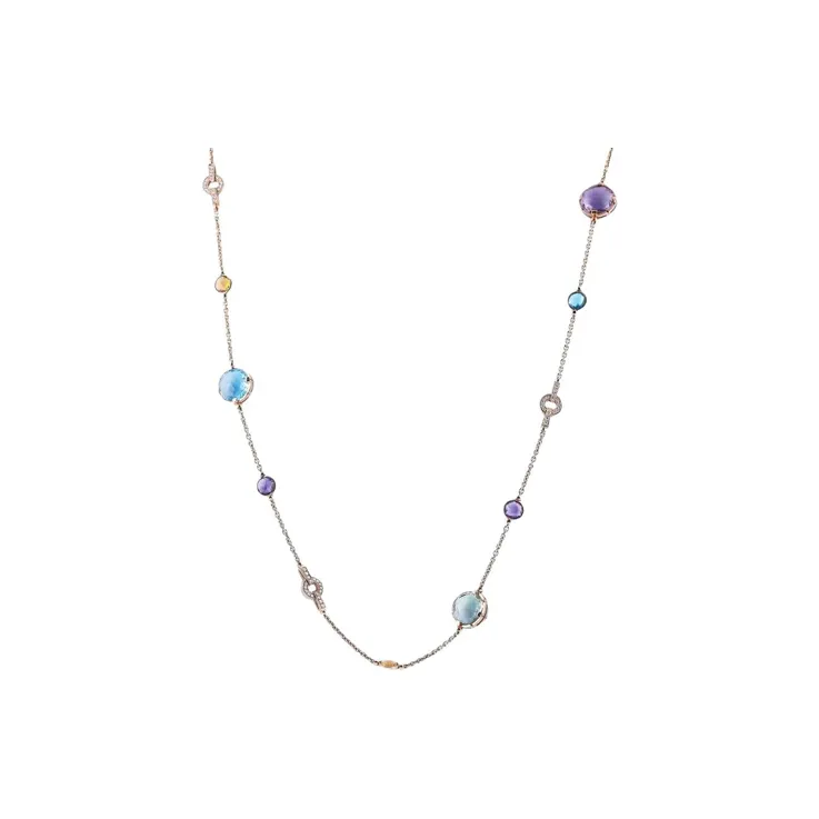BVLGARI 18K Rose Gold Parentesi Multi stone Necklace-0