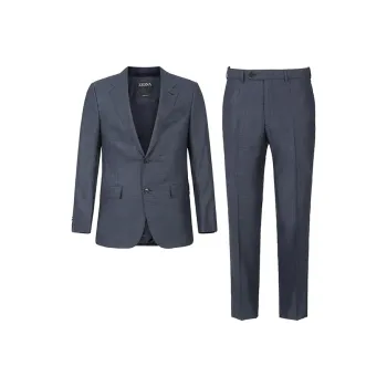 Zegna Business Suit Men's Dark Blue