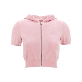 Alexander Wang Logo Embossed Cropped Hoodie