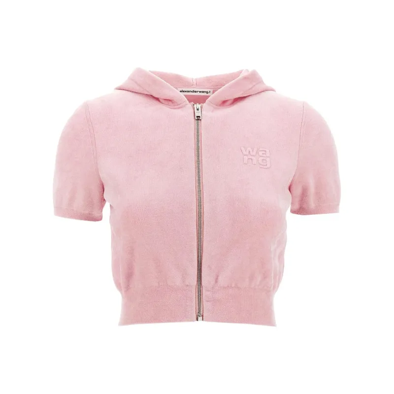 Alexander Wang Logo Embossed Cropped Hoodie-0