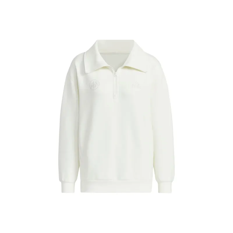 Adidas Lounge FW24 HALF ZIP SWEATSHIRT HOODIE Sweatshirt Women's White-0