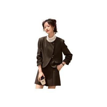 Mo Han Yi Mei Jackets Coats Women's Chocolate Brown