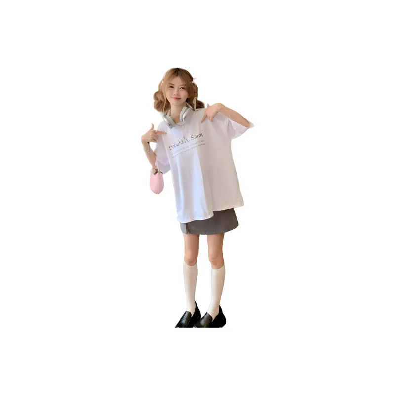 OTHERMIX Drop Shoulder Sleeve T-Shirt Women's White-0