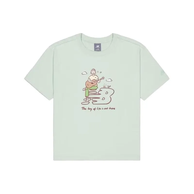 New Balance Drop Shoulder Sleeve T Shirt Women's Green-0