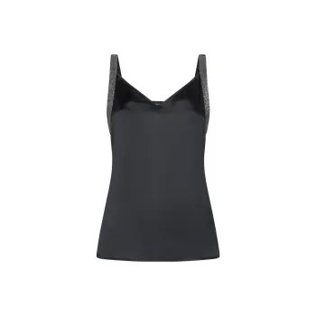 Fabiana Filippi Metallic Trim V Neck Satin Camisole