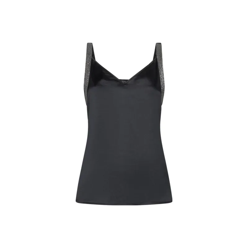 Fabiana Filippi Metallic Trim V Neck Satin Camisole-0