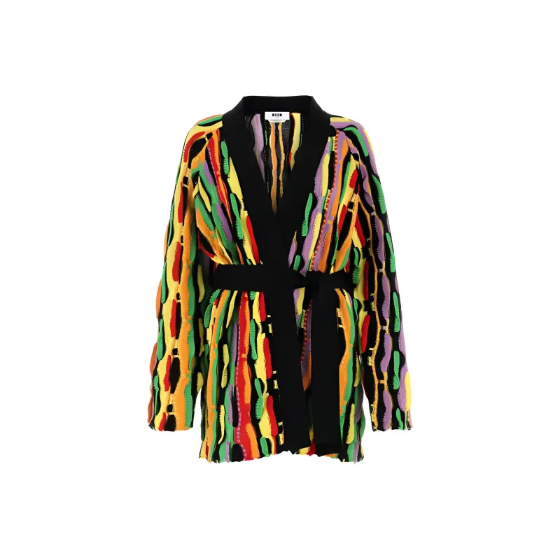 MSGM Belted Waist Knitted Coat-0