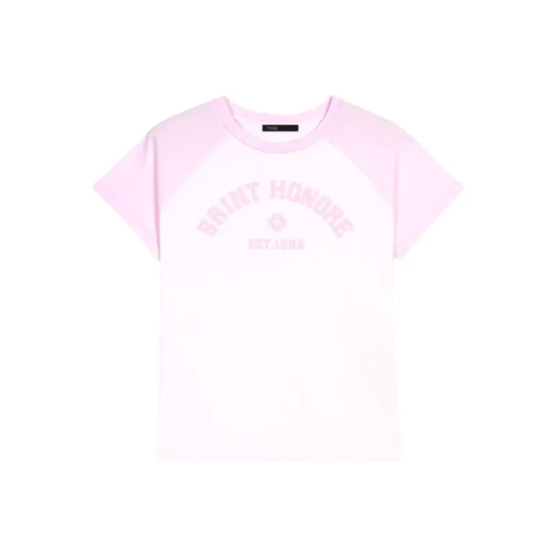 Maje Slogan embroidered Cotton T shirt-0