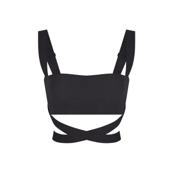 SKIMS FITS EVERYBODY WRAP SUPER CROPPED TANK Camisole Women's ONYX/Onyx