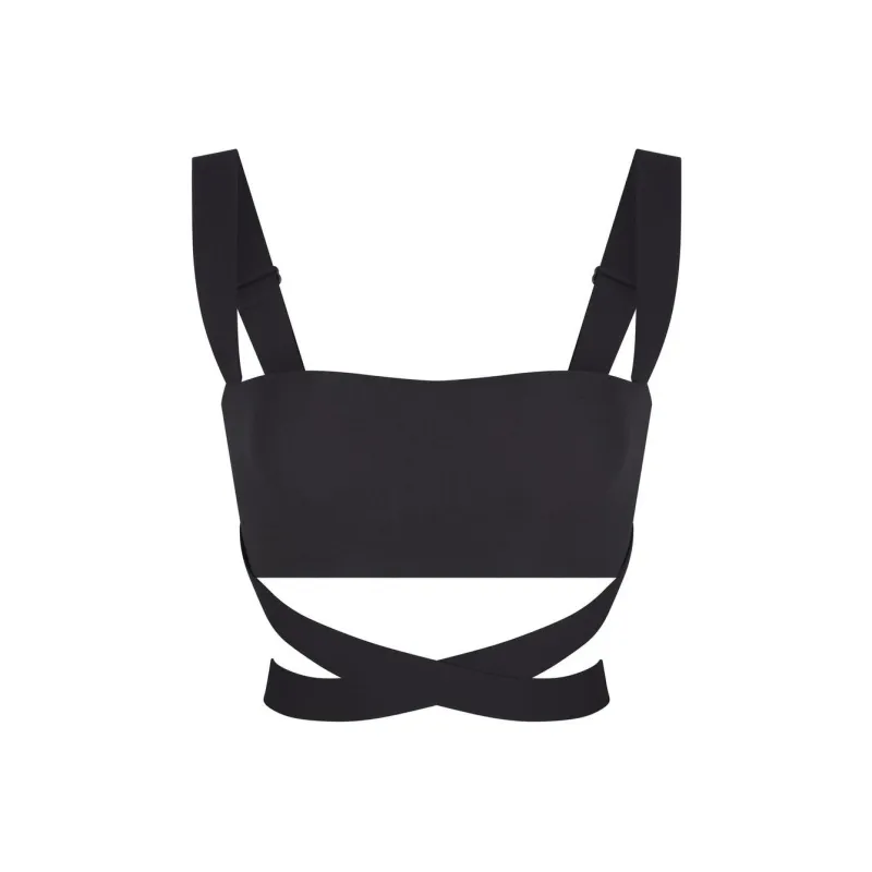 SKIMS FITS EVERYBODY WRAP SUPER CROPPED TANK Camisole Women's ONYX/Onyx-0