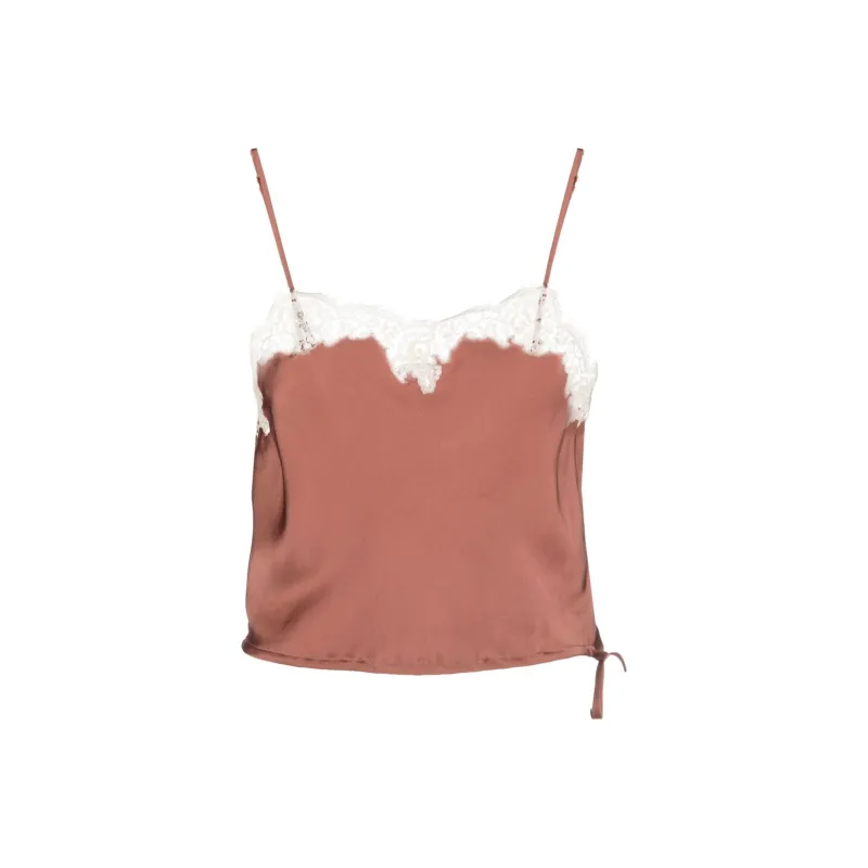 SAINT LAURENT Satin Cropped Top-0