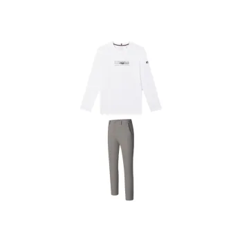FILA Casual Sportswear Men Clothing Sets Standard White Top+Serpentine Green Bottom