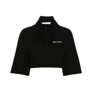 PALM ANGELS Logo Embroidered Cropped Polo Shirt