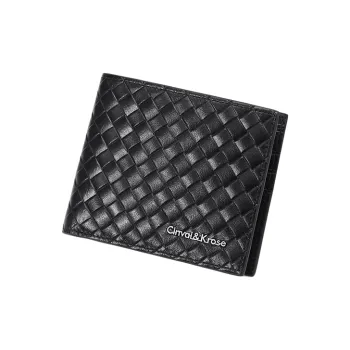 CinvaiKrose Cow Leather Wallet Clutch Storage Document Bag Men's Black