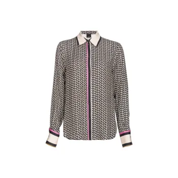 PINKO New Nora Geometric Printed Twill Weave Shirt